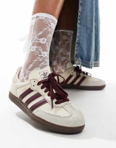 Adidas Samba OG Wonder White Maroon - Vista lateral