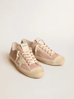 Golden Goose V-Star Pink Suede Cream Star