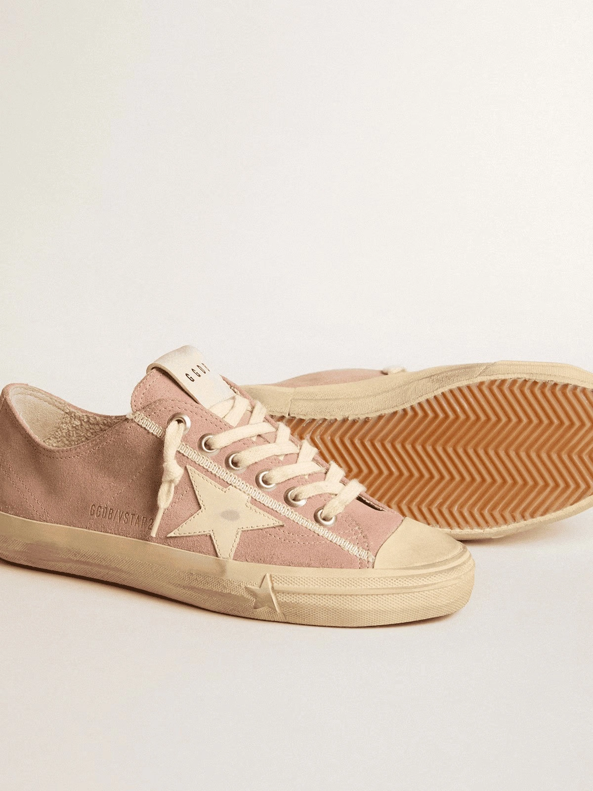 Golden Goose V-Star Pink Suede Cream Star