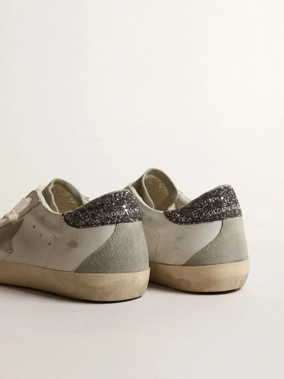 Golden Goose Super-Star Gray Star Dark Gray Glitter Heel Tab