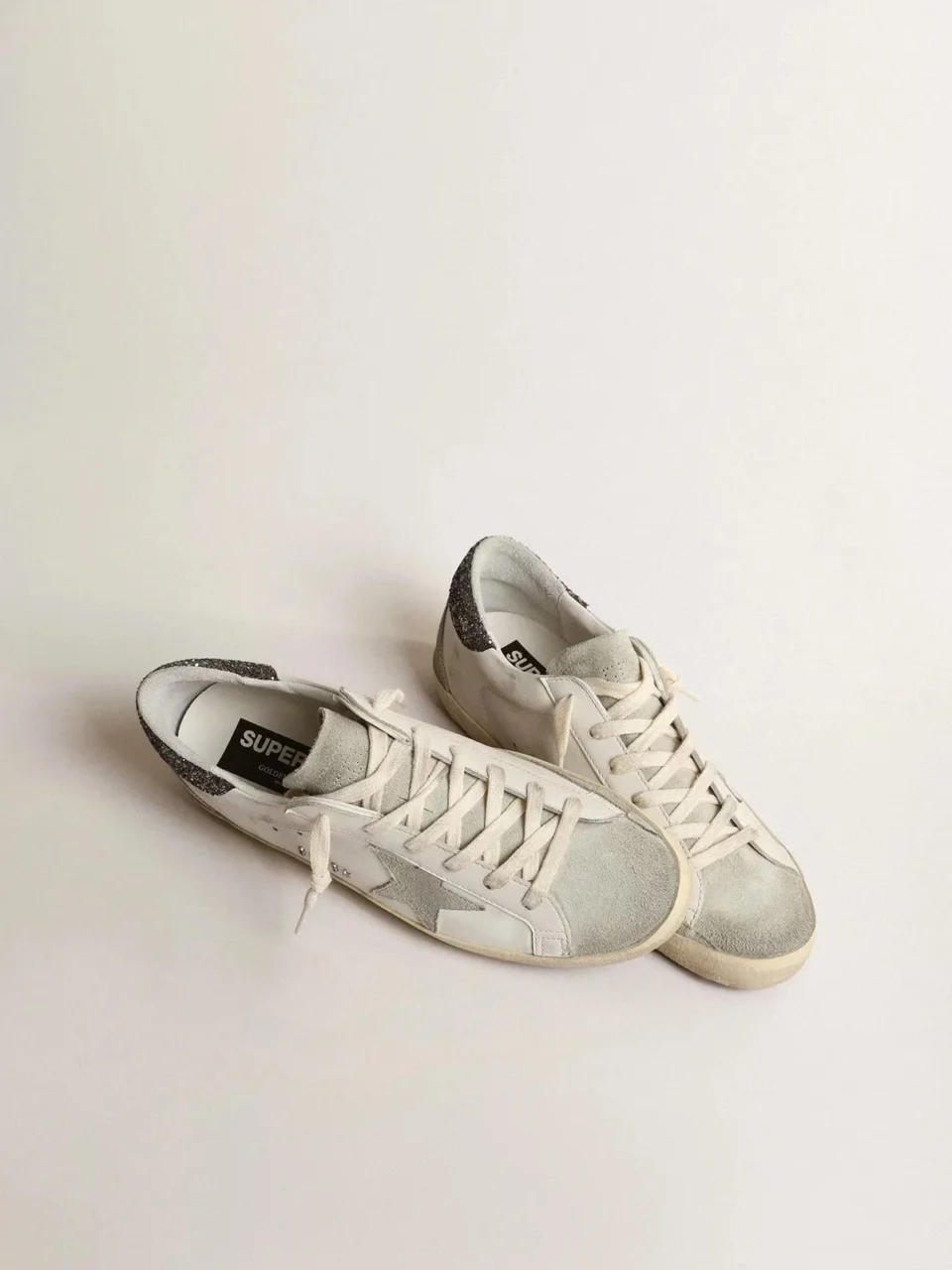 Golden Goose Super-Star Gray Star Dark Gray Glitter Heel Tab