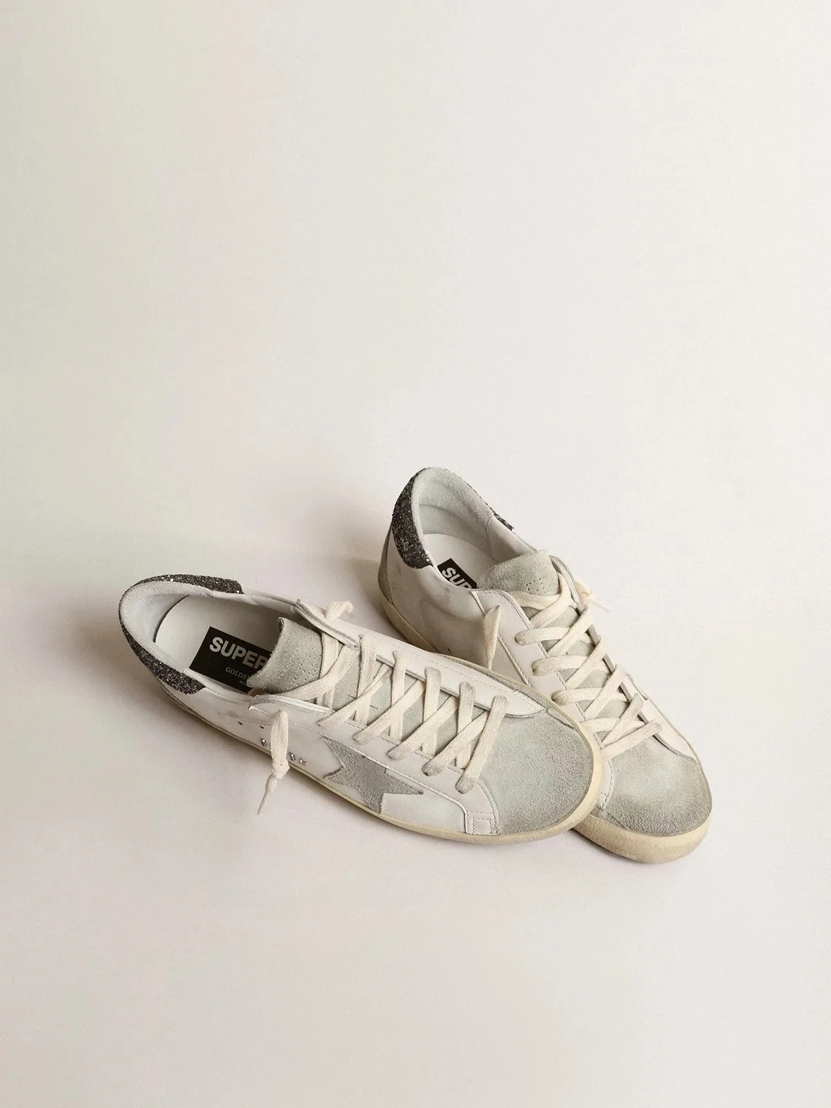 Golden Goose Super-Star Gray Star Dark Gray Glitter Heel Tab