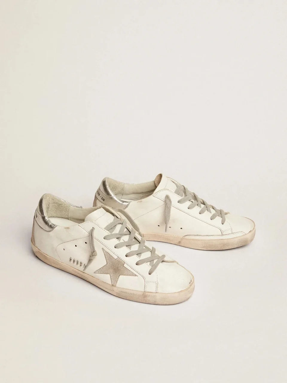 Golden Goose Super-Star Silver Heel Tab Stud Lettering