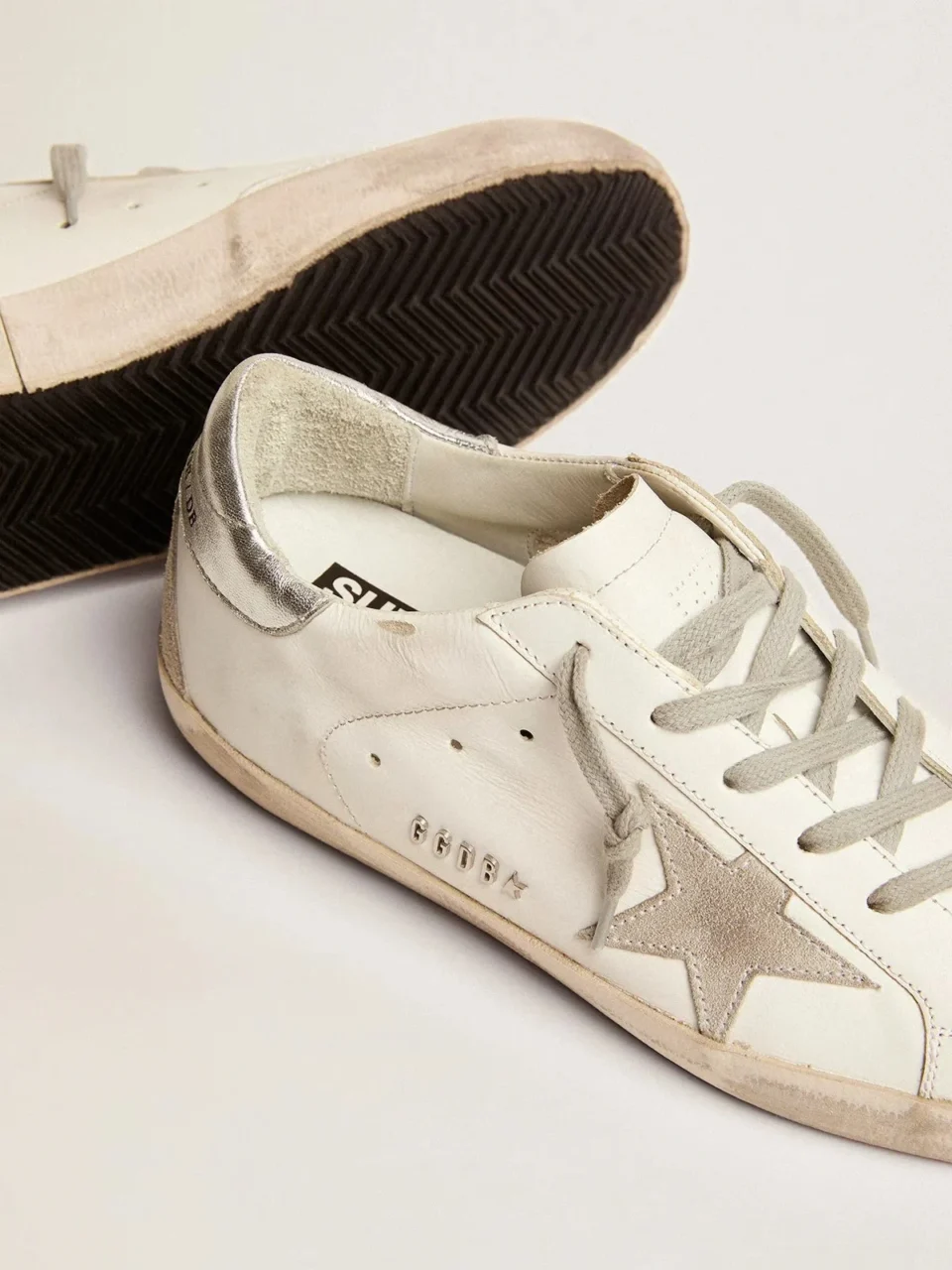 Golden Goose Super-Star Silver Heel Tab Stud Lettering