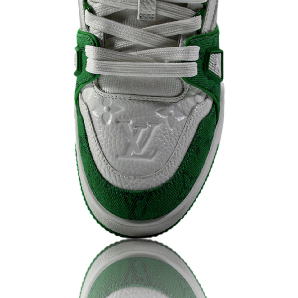 LV Trainer Low Monogram Denim White Green