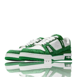 LV Trainer Low Monogram Denim White Green
