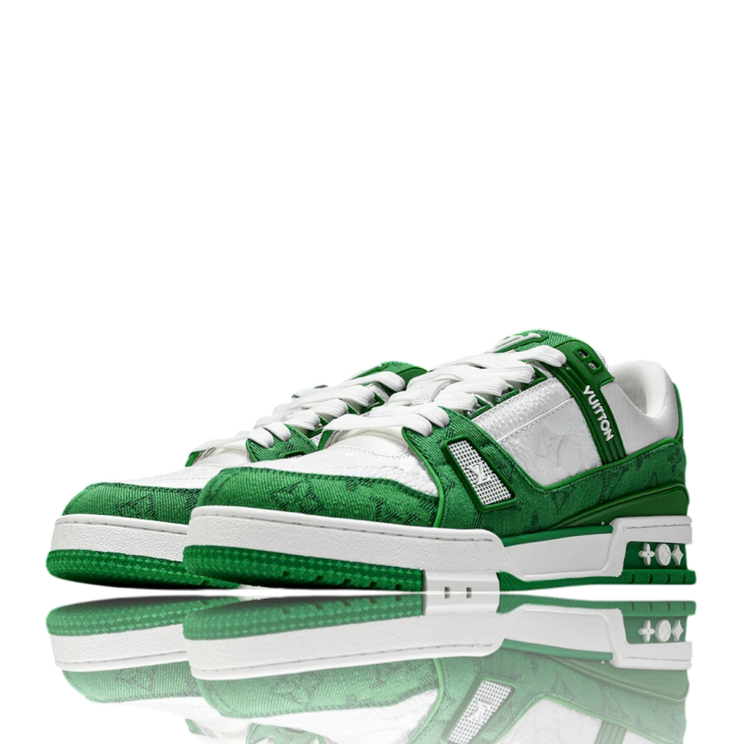 LV Trainer Low Monogram Denim White Green