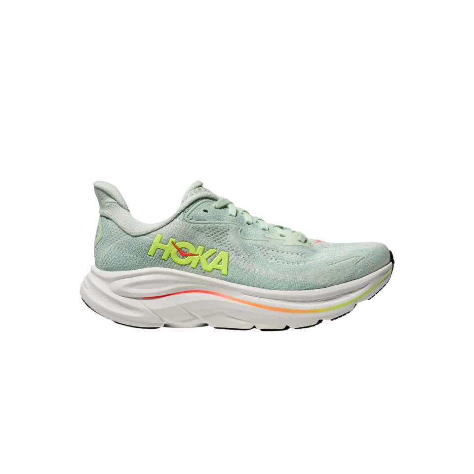 Hoka W Clifton 10 - Sea Glass / Neon Flame