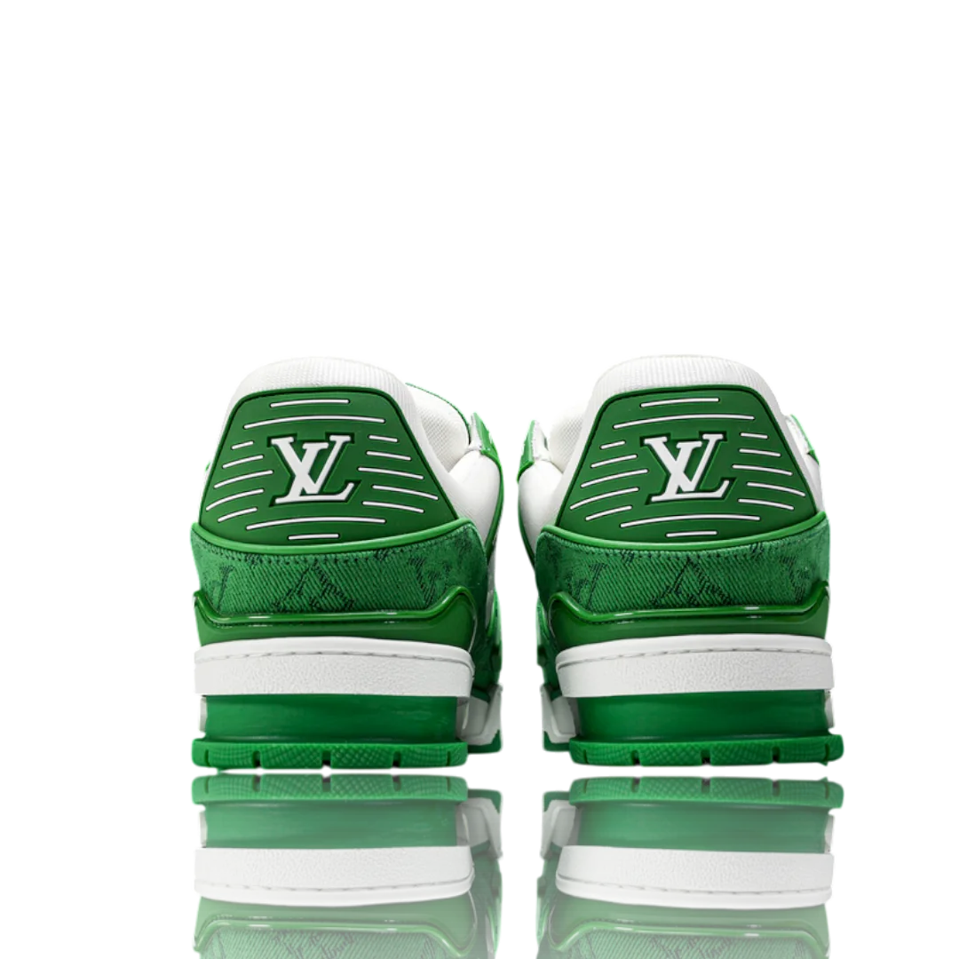 LV Trainer Low Monogram Denim White Green