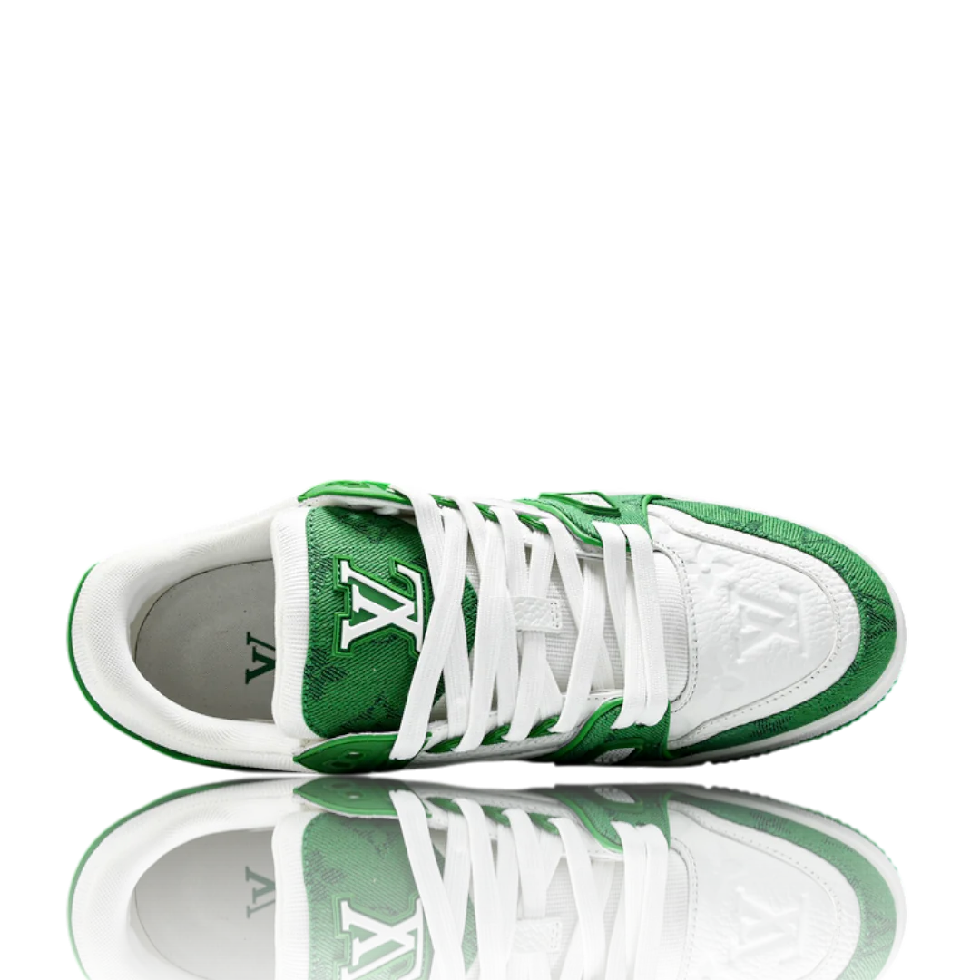 LV Trainer Low Monogram Denim White Green