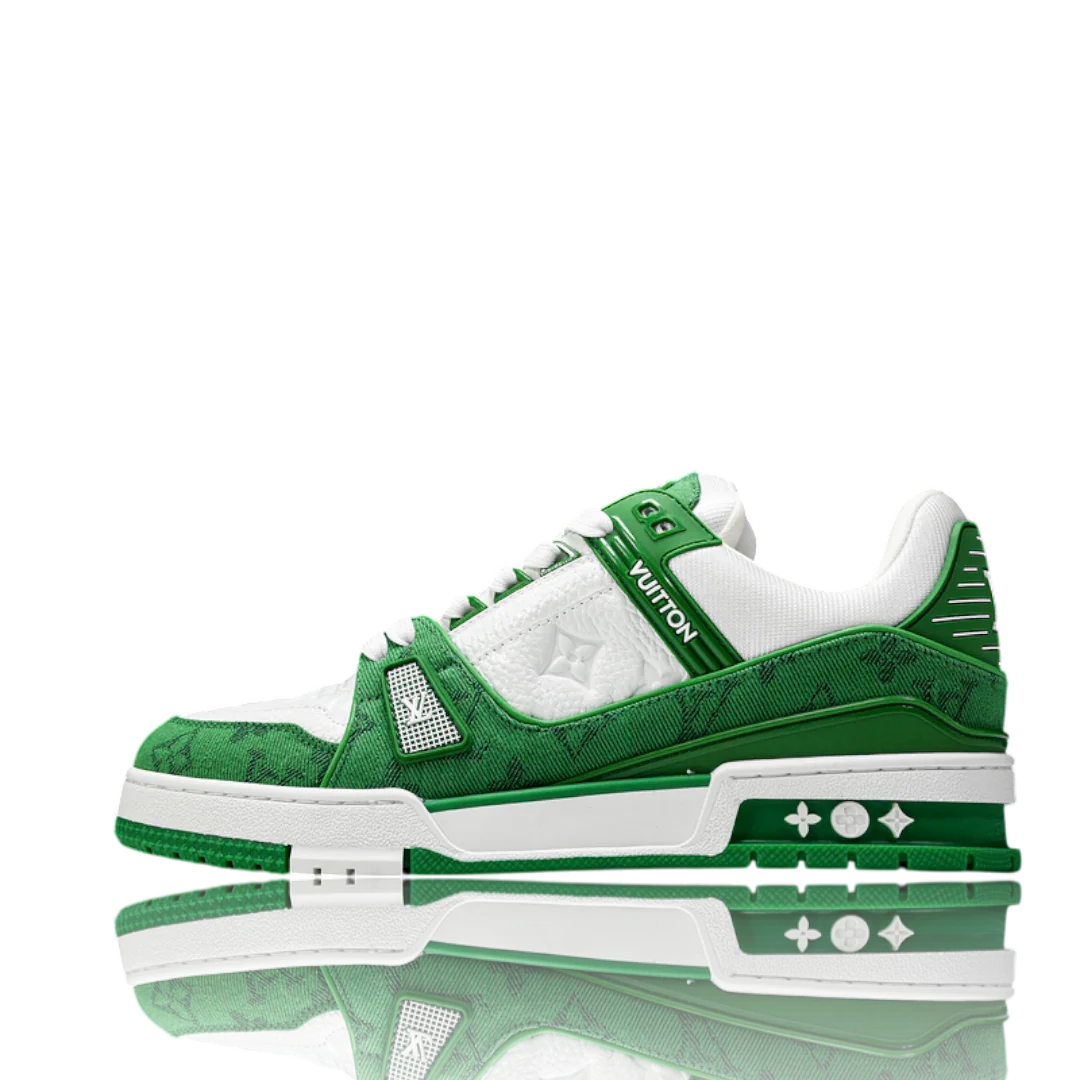 LV Trainer Low Monogram Denim White Green