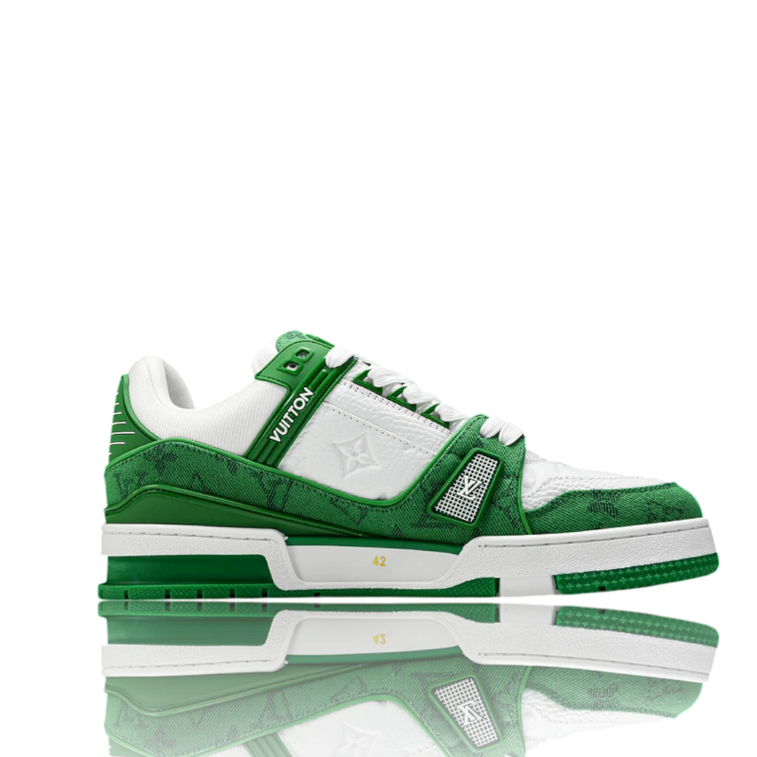 LV Trainer Low Monogram Denim White Green