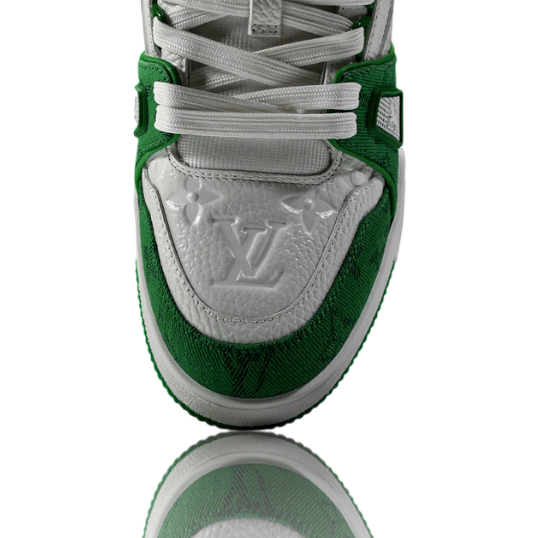 LV Trainer Low Monogram Denim White Green