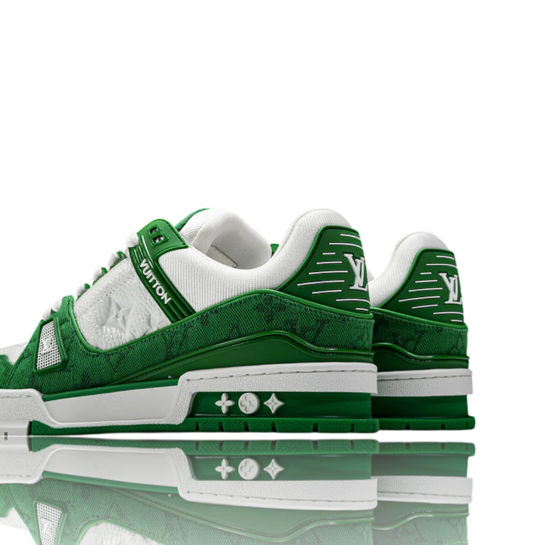 LV Trainer Low Monogram Denim White Green