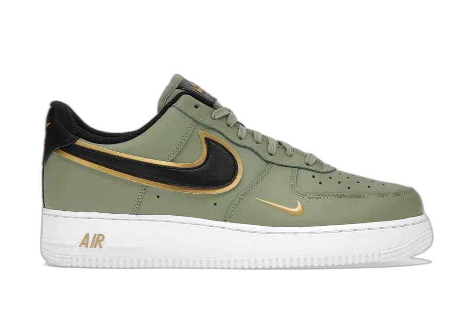 Nike Air Force 1 07 Double Swoosh Olive Gold Black