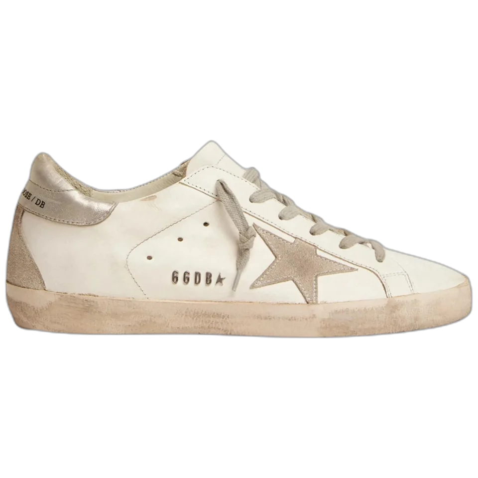 Golden Goose Super-Star Silver Heel Tab Stud Lettering