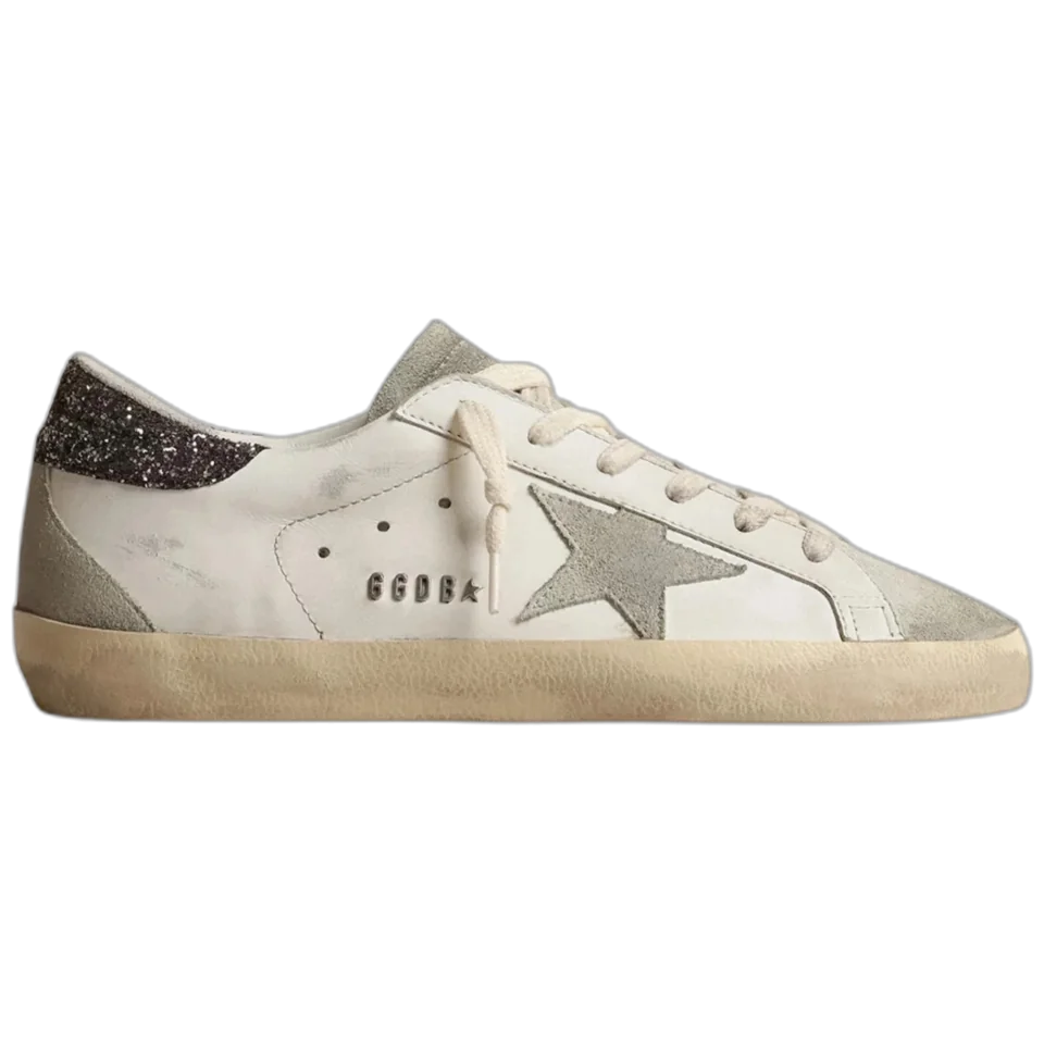 Golden Goose Super-Star Gray Star Dark Gray Glitter Heel Tab