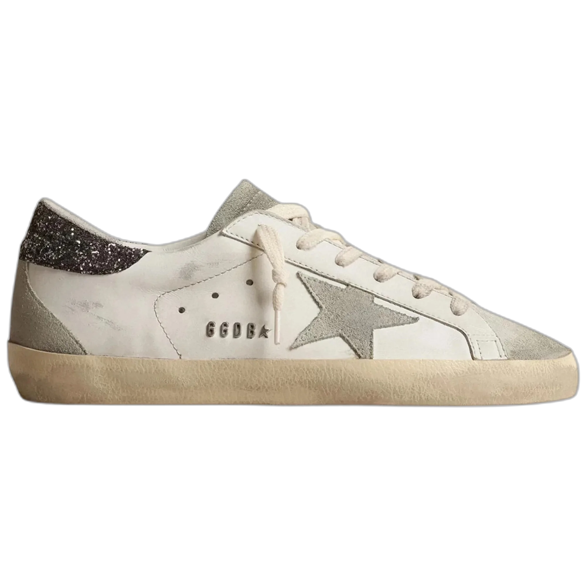 Golden Goose Super-Star Gray Star Dark Gray Glitter Heel Tab