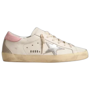 Golden Goose Super-Star Silver Leather Star Pink Heel Tab