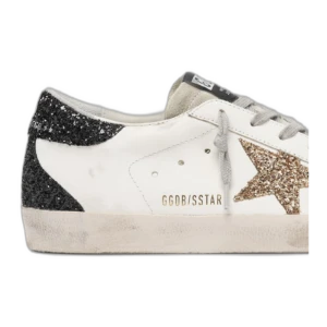 Golden Goose Super-Star Gold Glitter Star Black Heel