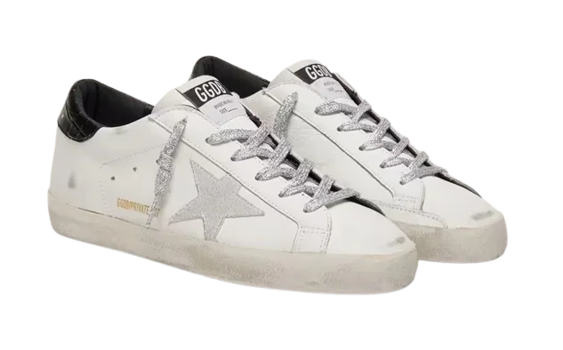 Golden Goose Ante Blanco Refuerzo Talón Estampado Negro